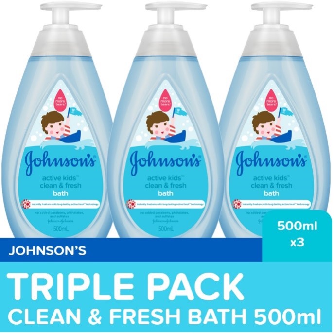 Johnson's Active Kids Clean &amp; Fresh Bath 500ml x 3