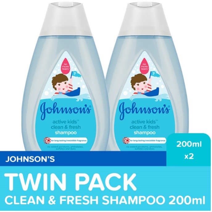 Johnson's Active Kids Clean &amp; Fresh Shampoo 200ml Twin Pack