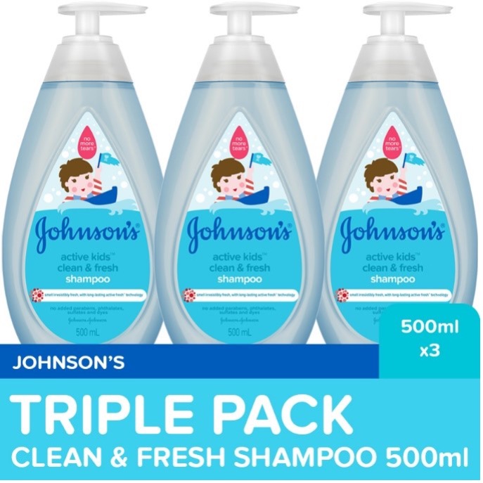 Johnson's Active Kids Clean &amp; Fresh Shampoo 500ml x 3