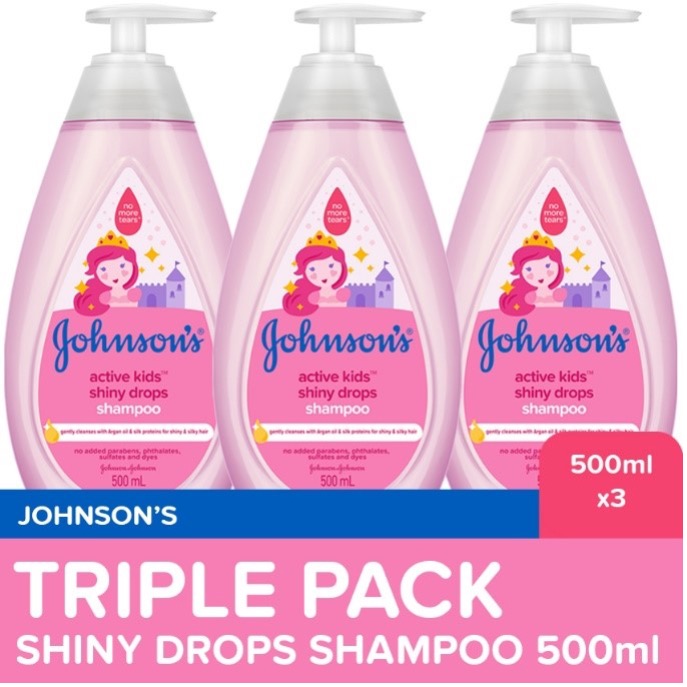 Johnson's Active Kids Shiny Drops Shampoo 500ml x 3