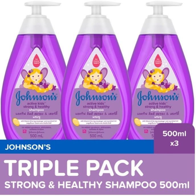 Johnson's Active Kids Strong and Healthy Shampoo 500mL x 3