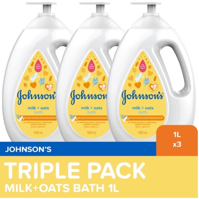 Johnson's Milk+Oats Bath 1000ml x 3