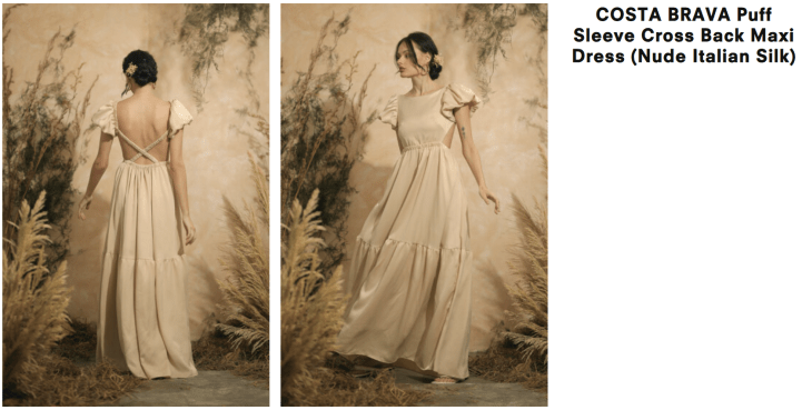 ZOO LABEL Costa Brava Puff Sleeve Cross Back Maxi Dress